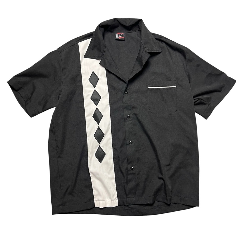 Daddy O's Classic Threads Shirt Men’s XL Black Argyle Bowling Rockabilly Vintage